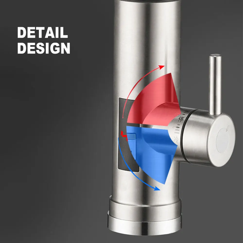 Robinet chauffe-eau électrique instantané sans réservoir, affichage de la température, pour la cuisine