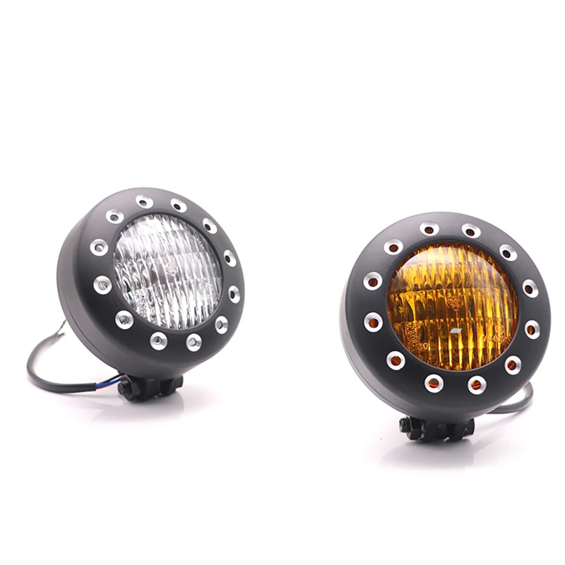 

H4 12V 55/60W Vintage Motorcycle Headlight Black Billet Aluminum Head Light E4 Emark for Harley Chopper Bobber XS650