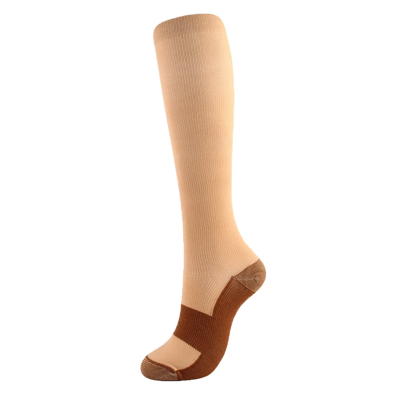 Calcetines de compresión de fibra de cobre para hombre y mujer, calcetín de nailon, Simple, a la moda, para deportes al aire libre