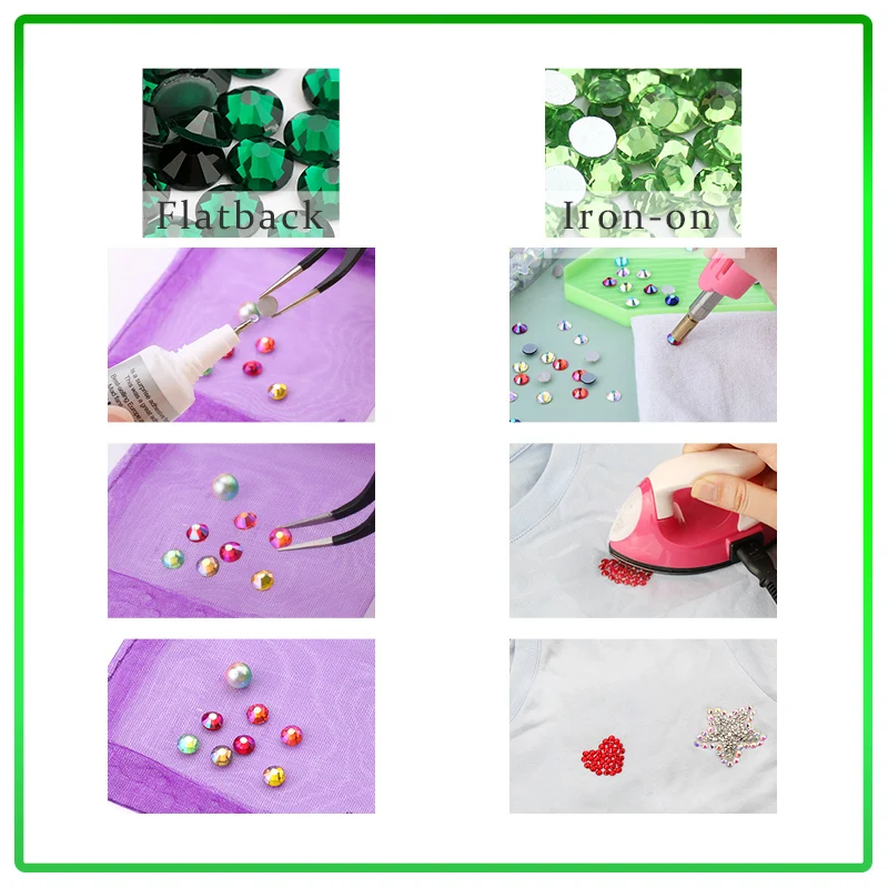 QIAO Green Series Rhinestones Flatback Crystal Strass Diamond Gems Nail Rhinestones for Clothing Decorations Crystal Accessories