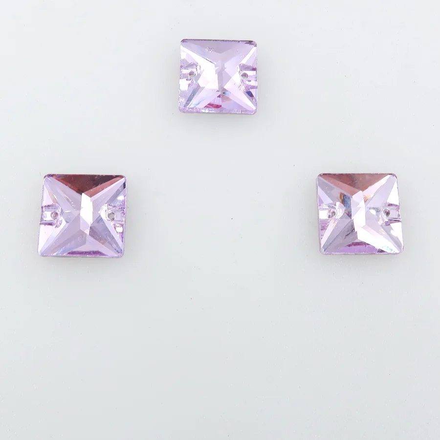 Quadratische Form Flacher Rücken mit Zwei Löchern Glaskristall 6 Größen Aufnähbare Strass-Kristalle Perlen Hochzeitskleid Schuhe Taschen DIY Dekoration – Detail 10