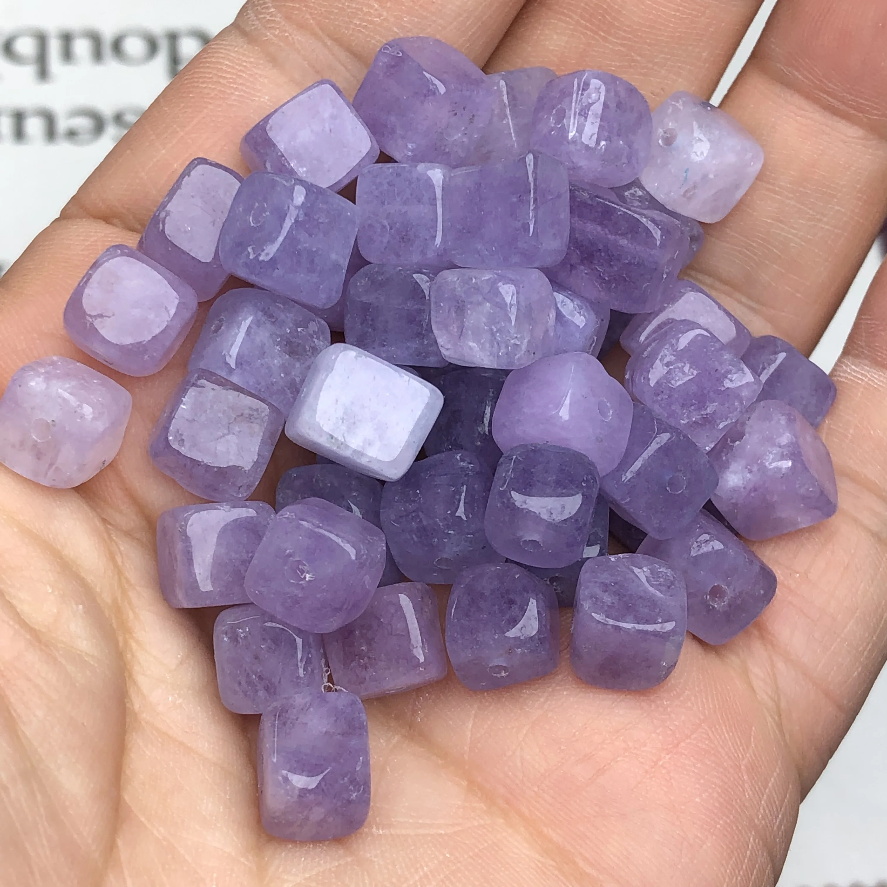 8mm Natural Stone Square Amethysts Beads Cube Loose Purple Crystal Bead for Jewelry Making DIY Charm Bracelet Accessories