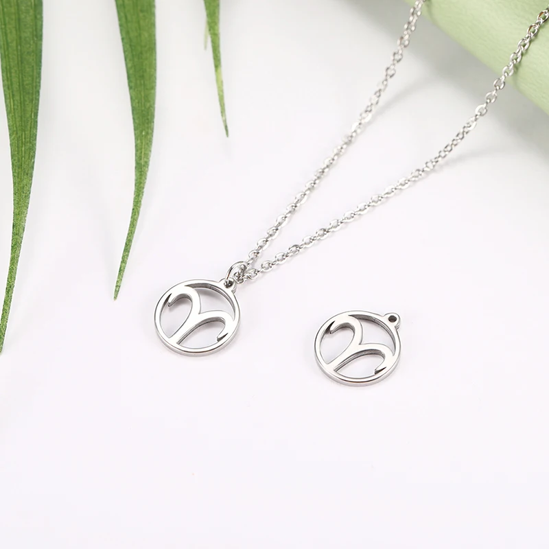 Teamer-colgante de acero inoxidable para fabricación de joyas, amuletos flotantes de 12 piezas del zodiaco, Géminis, Aries, Libra, Taurus, 12