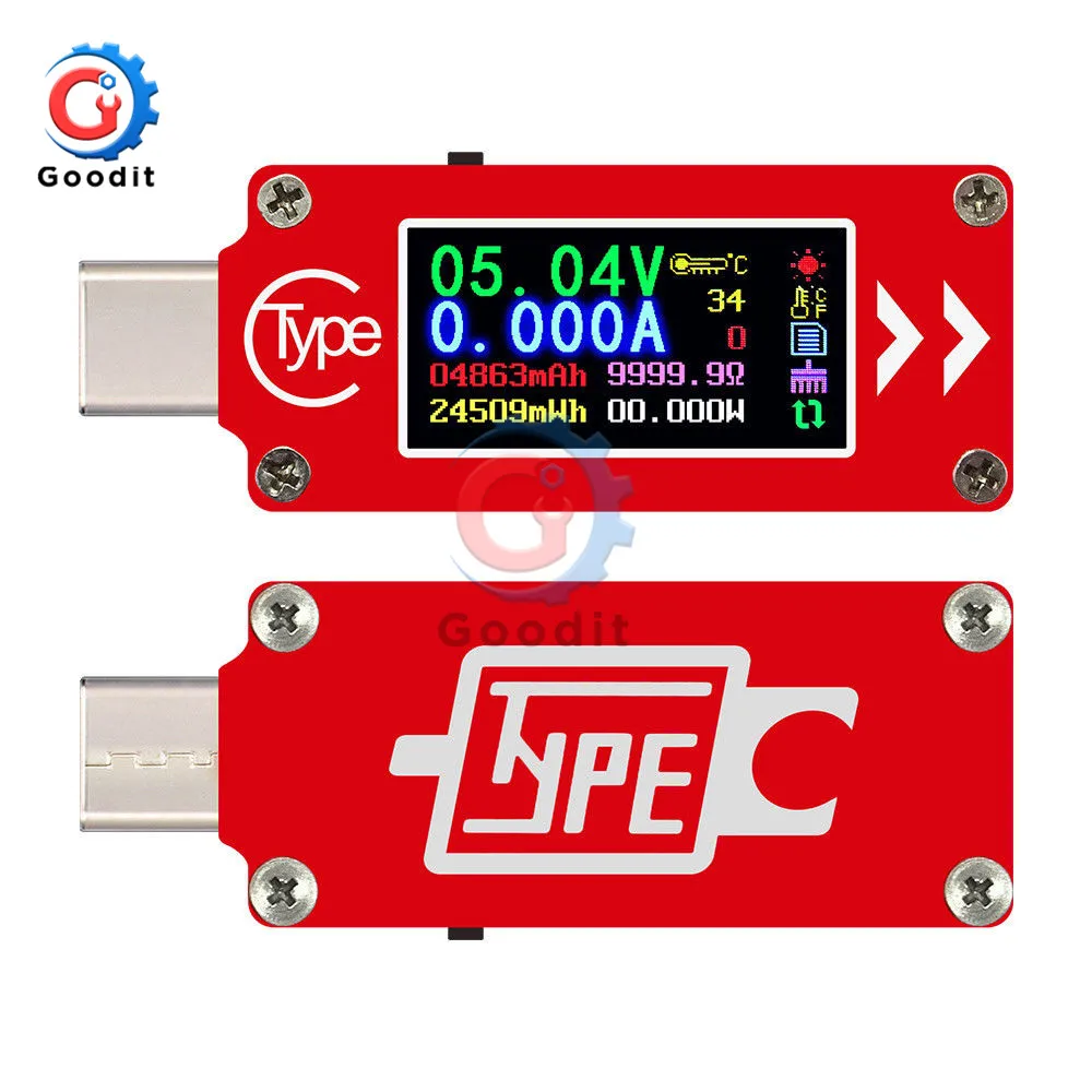 TC64 QC2.0 QC3.0 Type-C color LCD USB Voltmeter Ammeter Voltage Current Meter Multimeter Battery Charger Power Bank USB Tester