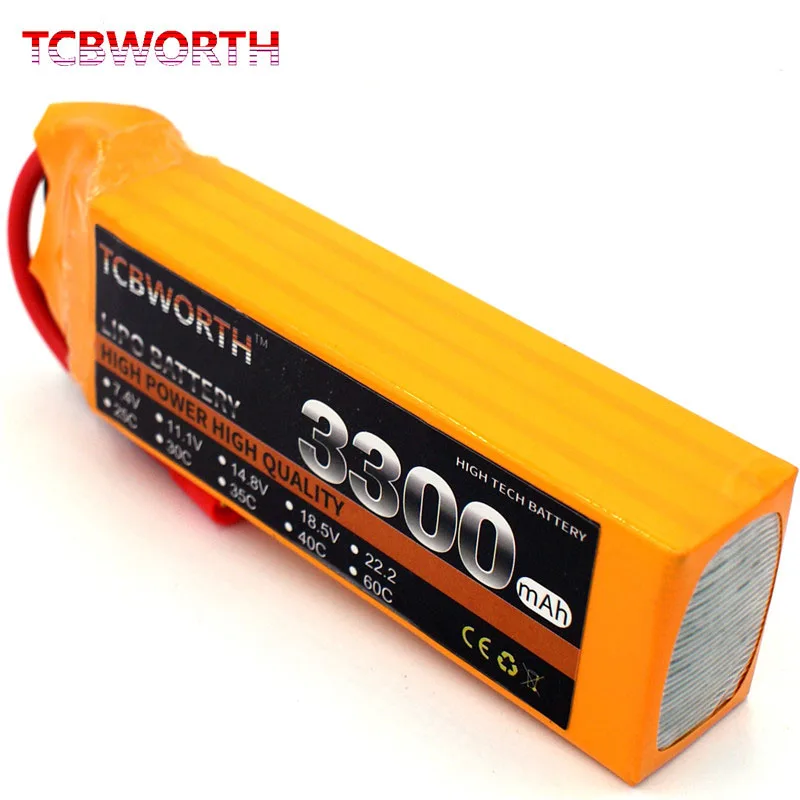 TCBWORTH 4S RC Drone LiPo Battery 14.8V 3300mAh 25C 35C 60C For RC Airplane Helicopter Quadrotor Drone Car Boat Truck