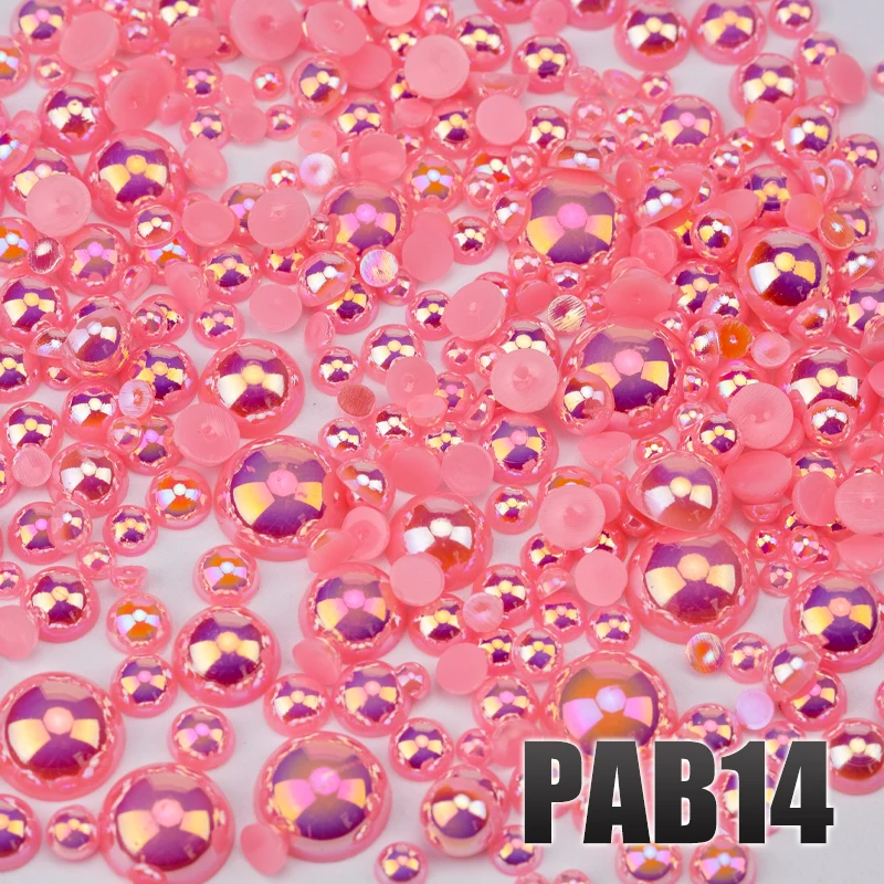 VDD 200g Großhandel Gemischte Größen 3-10mm Farbe AB Macaroon ABS Imitationsperlen Halbrunde Flachrückseitige Perlen DIY Nagelkunst Dekoration Handwerk – Detail 16