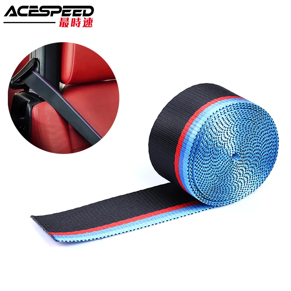 2inch Seat Belt M Style Strip Racing Harness Ribbon Auto Safety Webbing Blue Red For BMW e36 e46 e90 e39 Lenght 3.8 Meter/roll