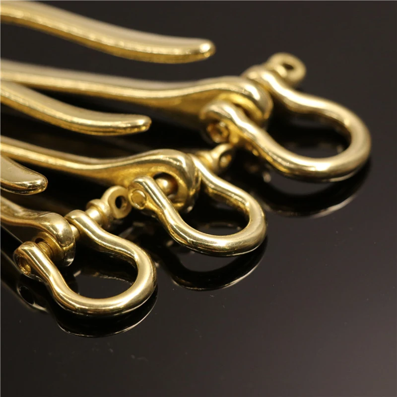 Solid Brass Metal D Shackle U-shape Hook Keychain Key Ring Wallet Chain Hook Belt U Hook with D bow shackle split rings 3 Sizes