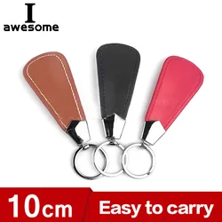 10cm Easy Carry Black Shoehorn Metal Durable Stainless Steel Faux Leather Portable Fashion Mini Shoe Horns Accessories Key Ring