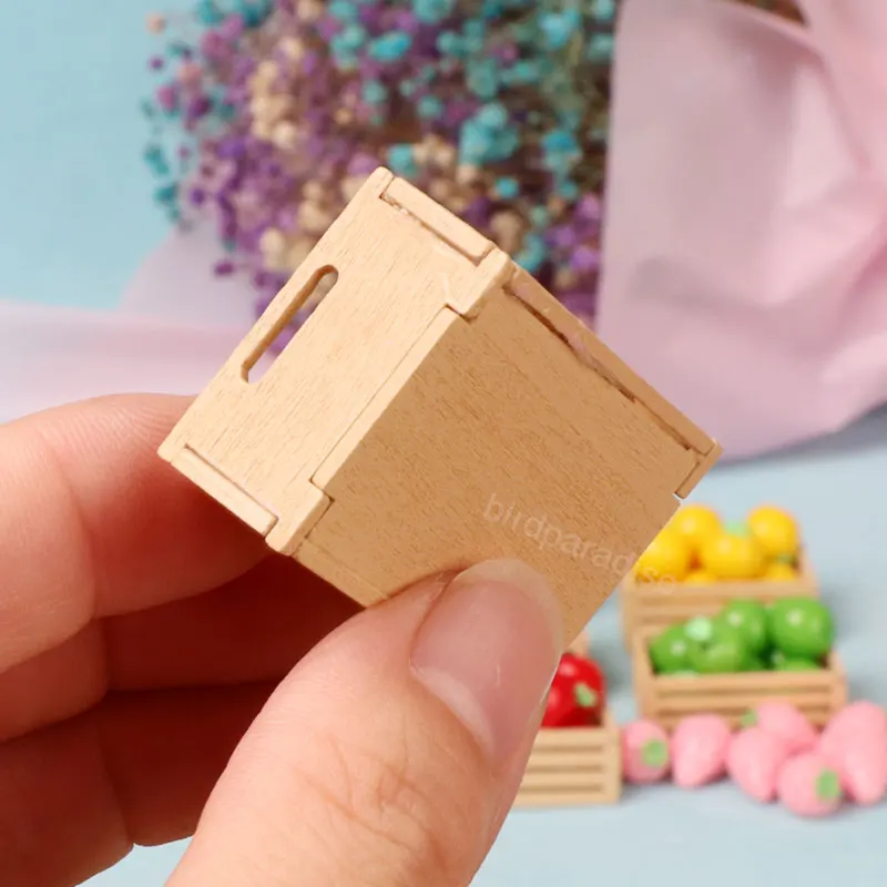 1Pc Mini Houten Frame Fruitmand Poppen Meubels Voor Barbie Huis 1/6 1/12 Miniatuur Poppenhuis Accessoires Speelgoed Ob11 Bjd decor