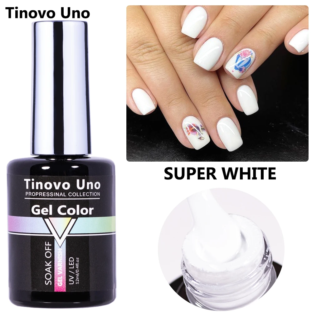 Tinovo Uno Super White Gel Nail Polish French Manciure Material UV Resin Varnish Hybrid 12ml Wave Gellak for DIY Nail Art Design