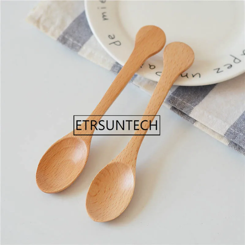 100pcs Round Handle Baby Spoon Fork Japanese Style Beech Wooden Spoon And Fork For Children Kids Gift