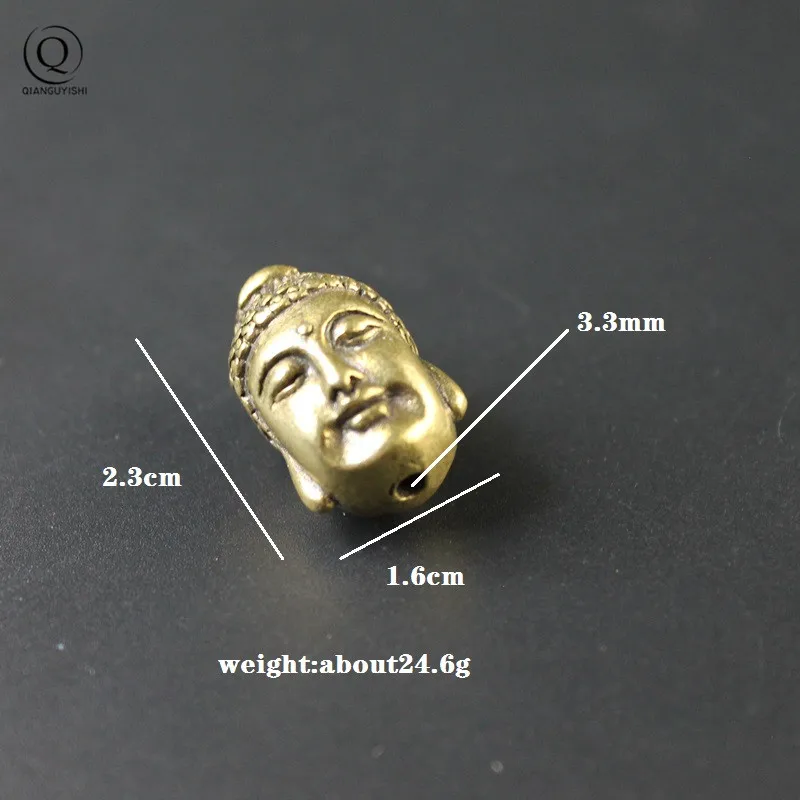 Solid Buddha Head Double Face Knife Bead Buddhism Keychains Pendants Brass Umbrella Rope Hangings Accessories DIY Paracord Beads