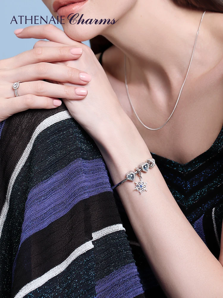 ATHENAIE 925 Sterling Silver with Clear CZ Galaxy Cross Ring Bead Charms for Women Charms Bracelet fit Valentine'Day Girl Gifts