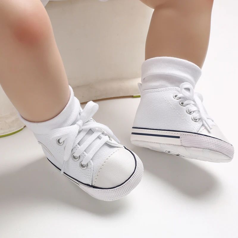 Canvas-Turnschuhe für Babys, Jungen und Mädchen, Lauflernschuhe für Kleinkinder, rutschfest, weiche Sohle, klassische Schuhe für Neugeborene, 0–18 Monate – Detail 31