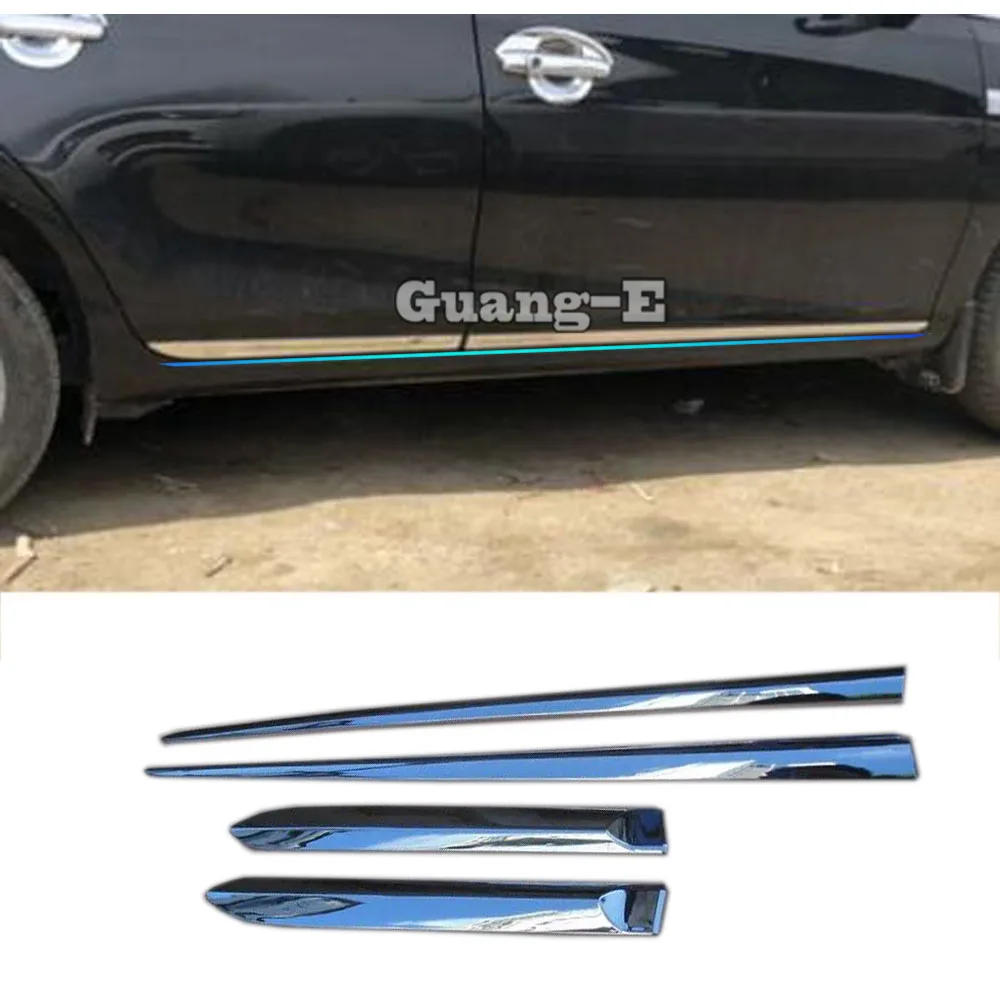 

Car ABS/Steel Side Door Body Trim Strip Molding Stream Lamp Panel Bumper Stick Part For Toyota Vios/Yaris/Sedan 2014 2015 2016