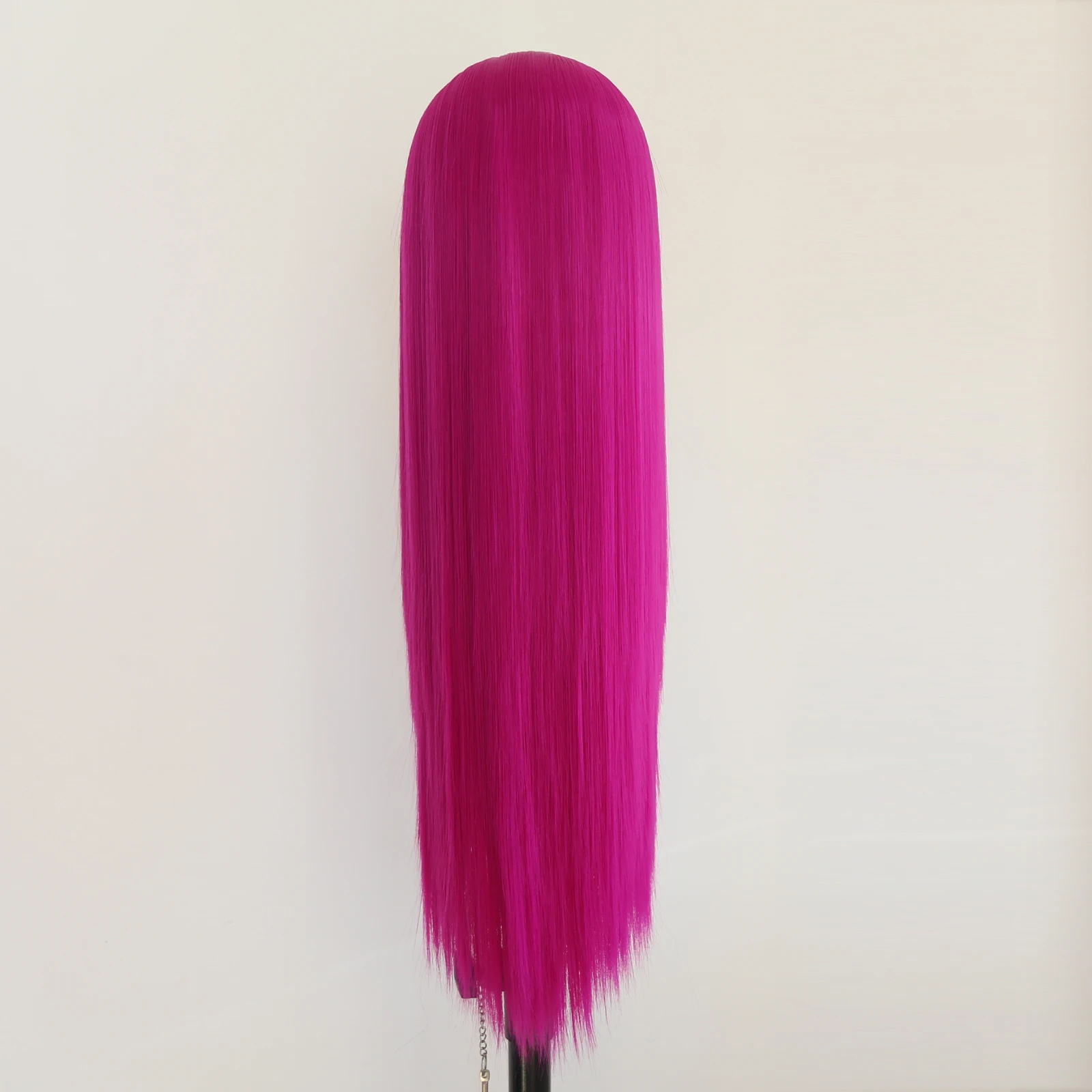 Rose Red Straight Lace Front Synthetic Wigs for Women Glueless High Temperature Fiber Natural Hairline Long Cosplay Wig
