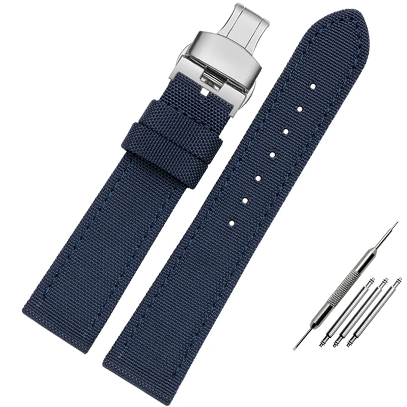 Nylon+ leather bottom layer watchband for Seiko 5 Canned wristband 18mm  20mm 22mm 23mm 24mm straps with stainless steel buckle