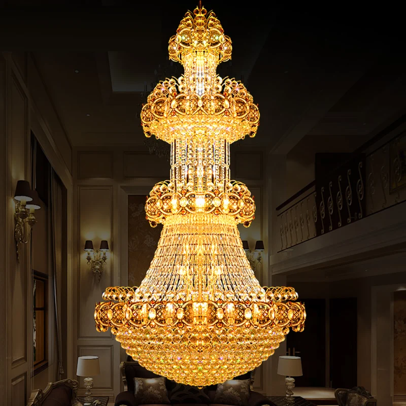 

Lustre Large K9 Gold Crystal Chandelier Modern Led Chandelier Lighting Hotel Villa Lobby Mall Engineering