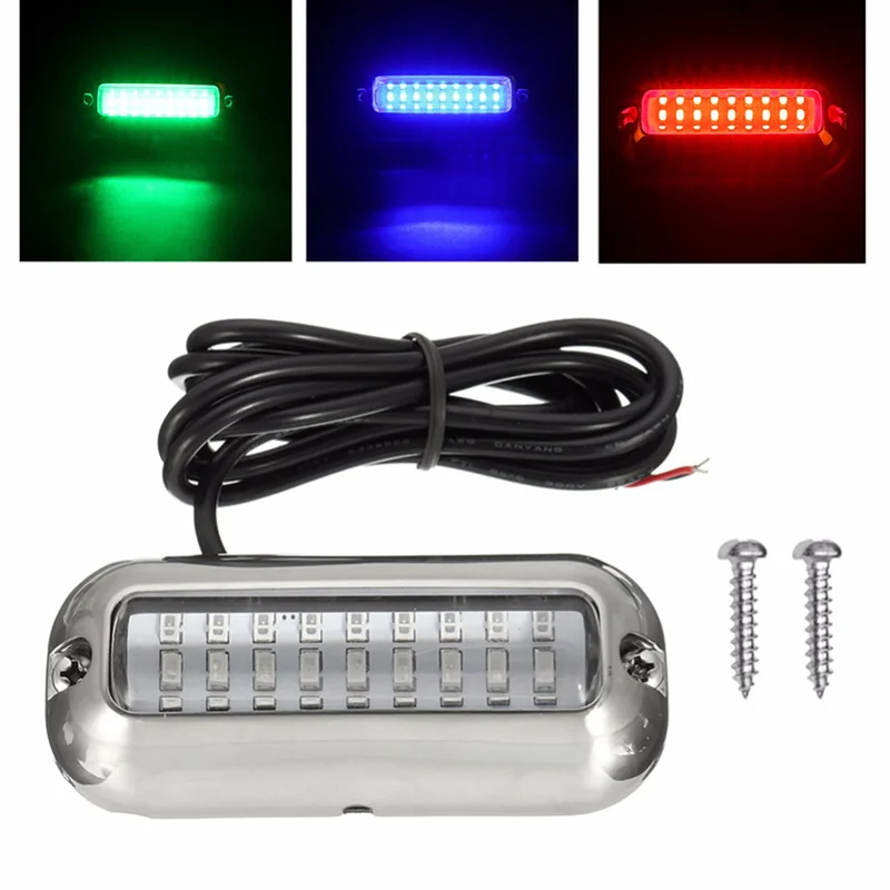 

Stainless Steel Fishing Boat LED Underwater Pontoon Ocean Ship Beam Yacht Stern Fishing Flood Night Light Pool Accessories