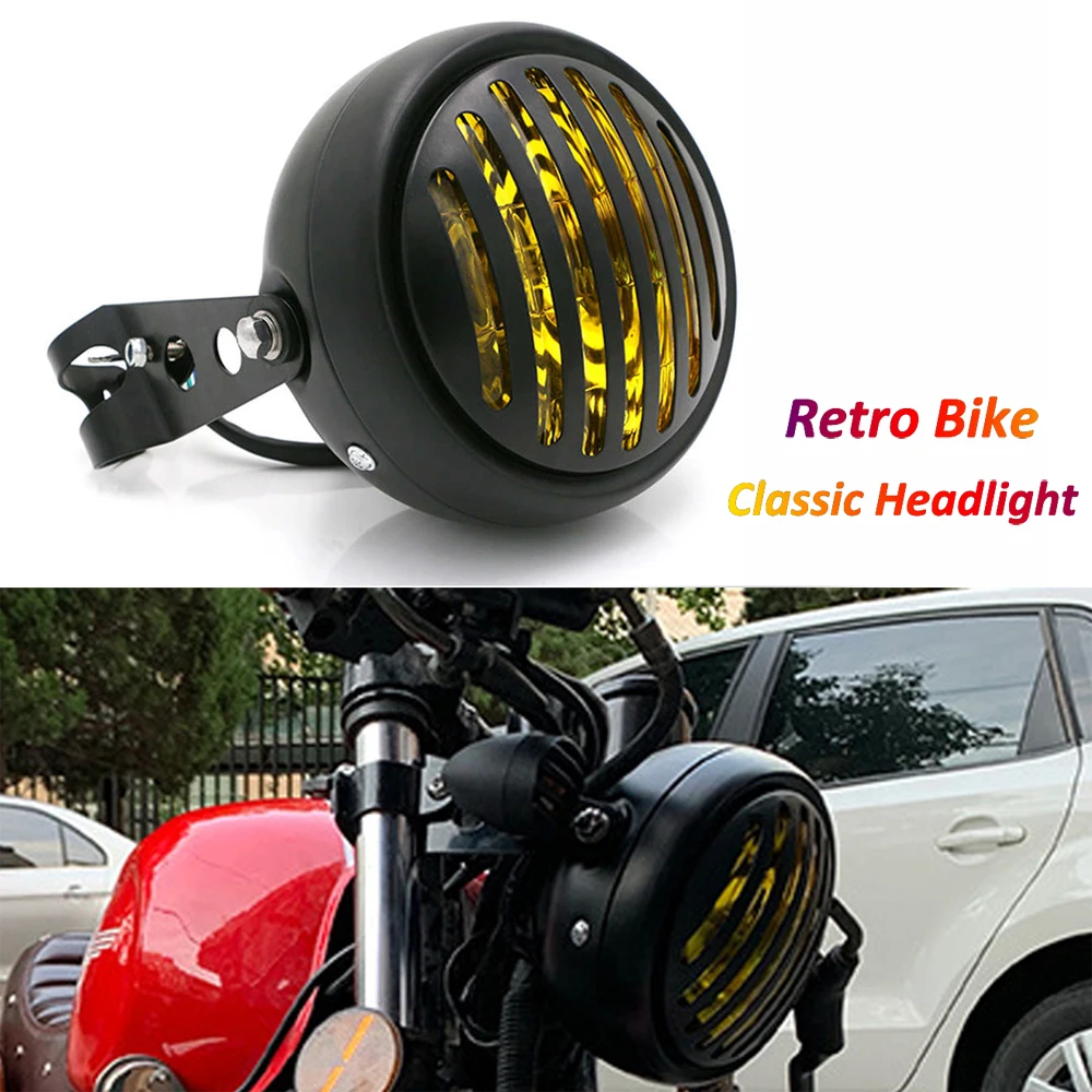 

5.75 inch Headlight Motorcycle Light Lamp Sportster Chopper Bobber Vintage Motorbike Round Headlamp for Cafe Racer Royal Enfield