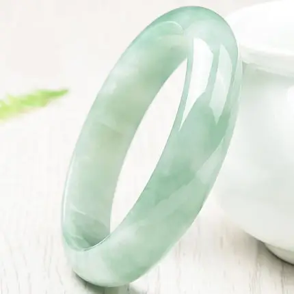 

Natural Burmese Jadeite Light Color Two-tone 54-64mm Bracelet Elegant Princess Jewelry For Mom For Girlfriend