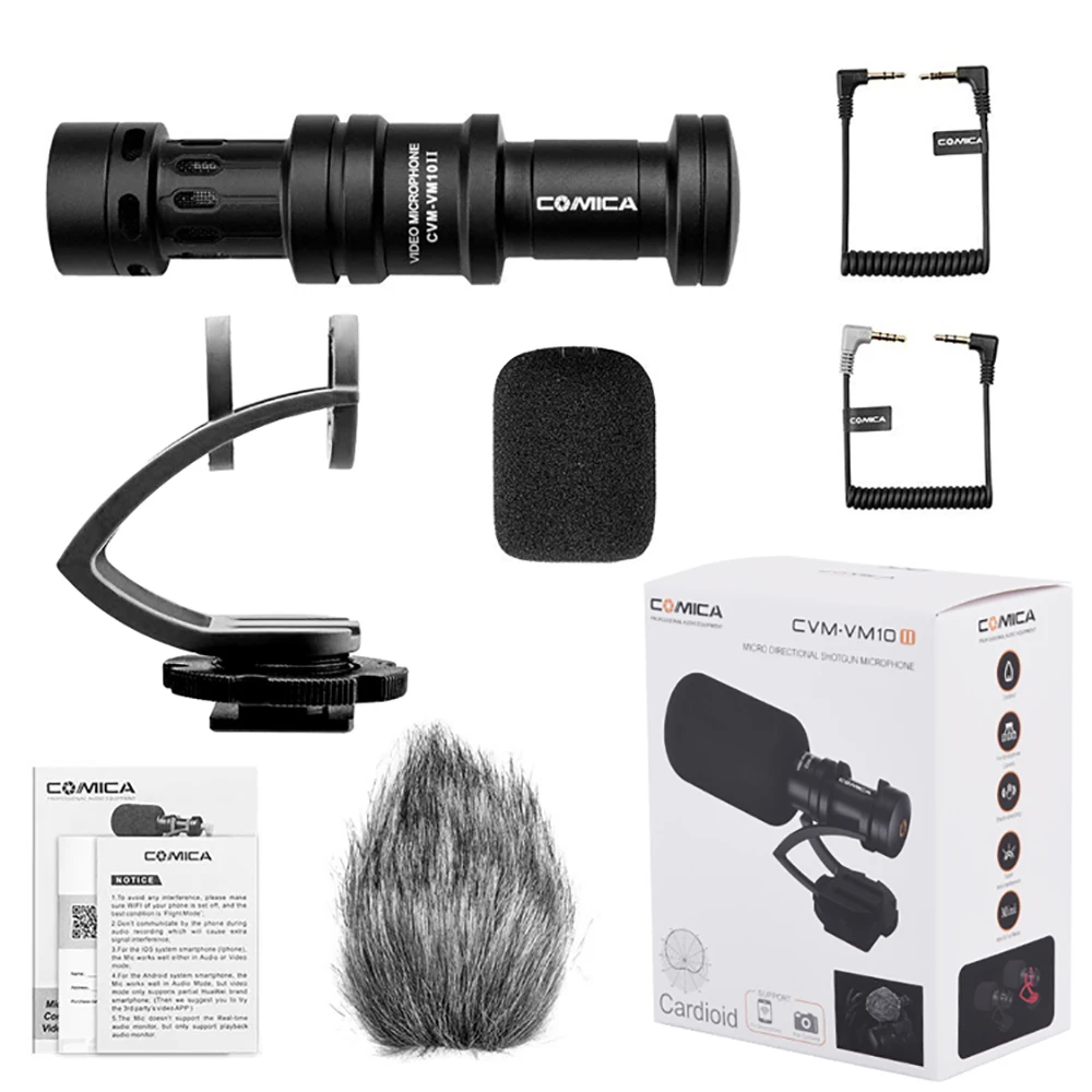 Comica CVM-VM10II gravação de vídeo microfone na câmera/telefone para canon nikon sony dslr filmadora para iphone samsung s9 s10