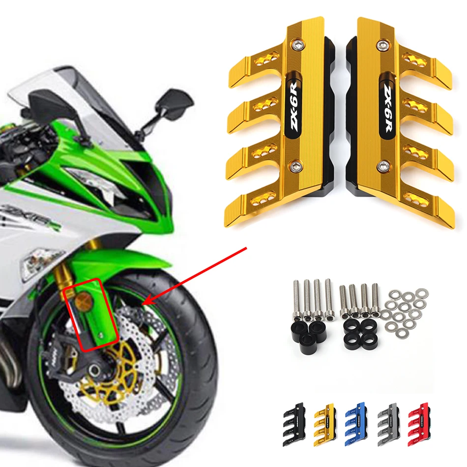 For KAWASAKI Ninja ZX-6R ZX6R ZX 6R Motorcycle Mudguard Front Fork Protector Guard Block Front Fender Slider Accessories