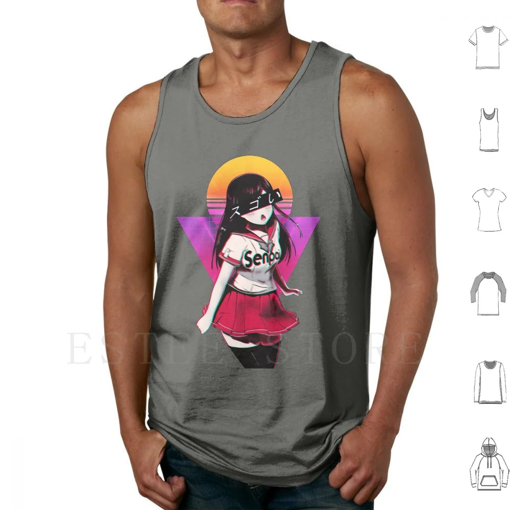 Kawaii Anime Girl-Sugoi Senpai Tank Tops Vest Sleeveless Senpai Vaporwave Tsundere Manga Anime Yandere Weeb Weeaboo Anime