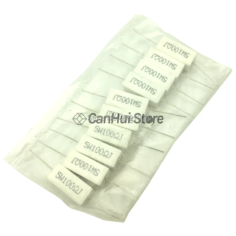 Free shipping 10pcs 5W Cement resistance 0.1 ~ 100k ohm 5% 0.22 0.33 0.5 1 10 100 1K 10K ohm 0.1R 0.22R 0.33R 0.5R 1R 10R 100R