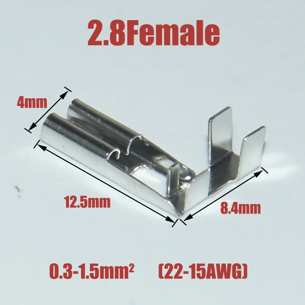 100 Stück DJ627 2,8/4,8/6,3mm Flaggentyp L-förmige Weibliche Flachsteckverbinder aus Messing 0,5-2,5mm /22~14AWG – Detail 20