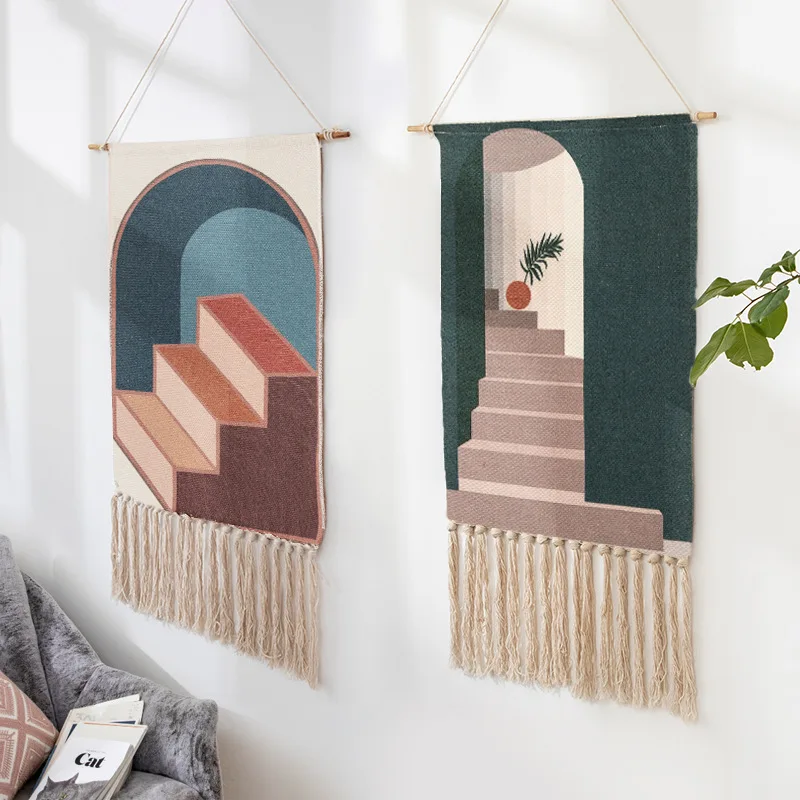 Hand-woven Tassel Tapestry Decorative Nordic Refrigerator Hanging Picture Cloth Background Cloth Bedroom Photography Equipment