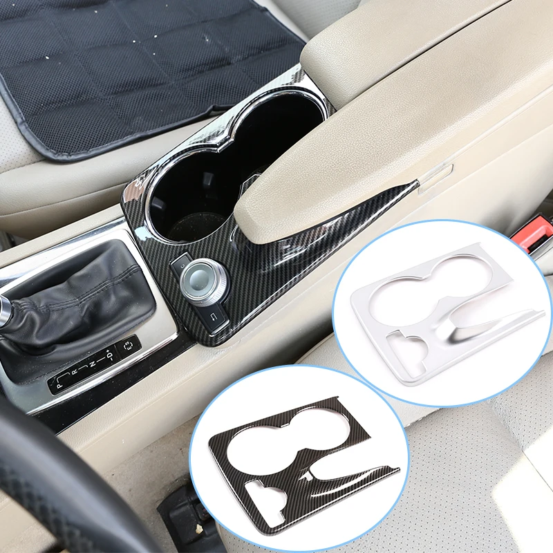 

Car Silver Carbon Fiber ABS Console Water Cup Holder Frame Cover Trim for Mercedes Benz GLK X204 2008-2015