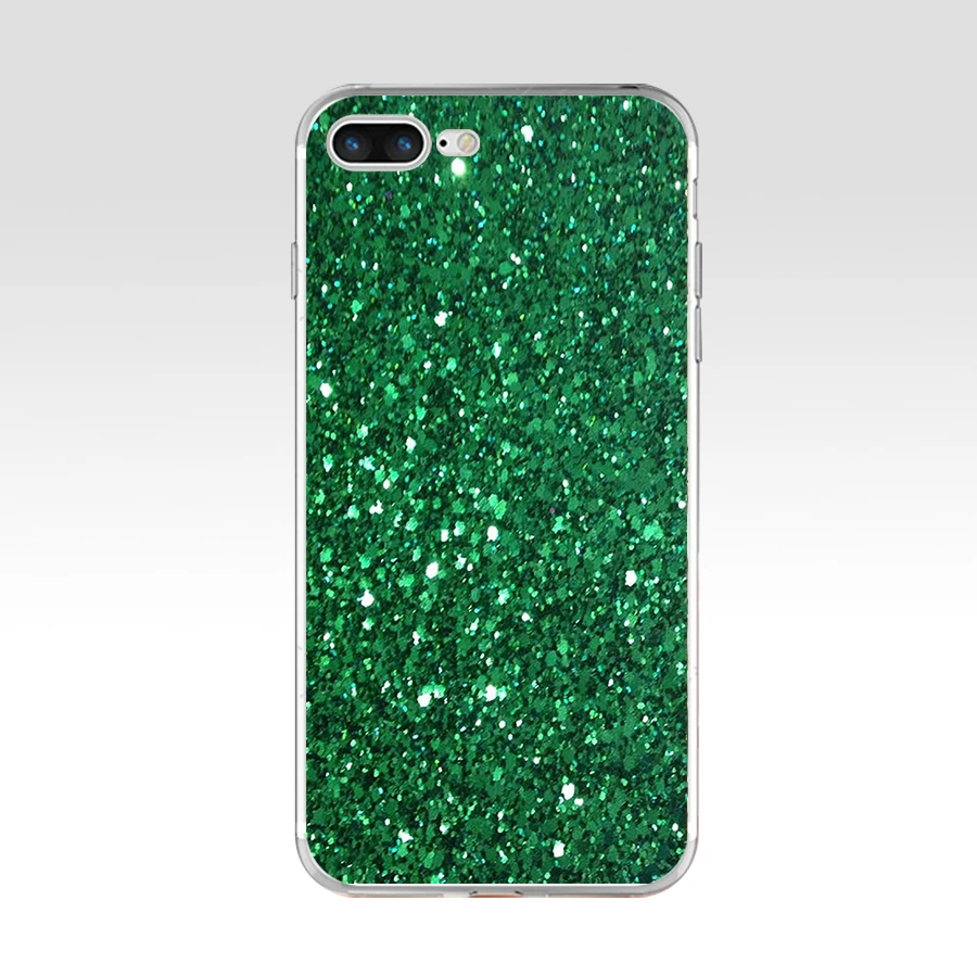 321FG Beautiful Emerald Green glitter Soft TPU Silicone Cover Case For Apple iPhone5 5s se 6 6s 7 8 plus x xr xs max