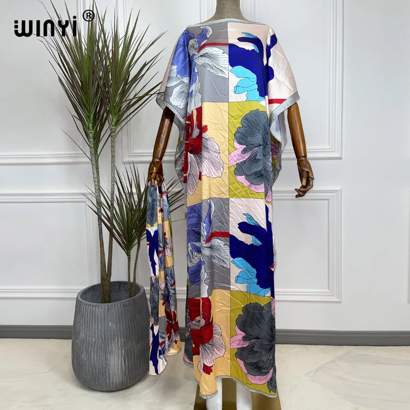 Kuwait Dashiki Dress Print Bohemia Hijab Loose Elegant Muslim Abaya Bazin caftan Gowns Broder Riche Sexy Lady Party maxi beach