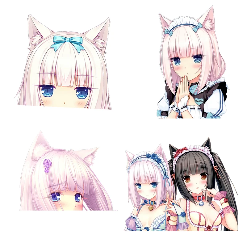 Three Ratels CA68 NEKOPARA_CHRONICLE Vanilla cute cat ear girl  Waterproof Decal on Wall Fridge car hood moto gift laptop