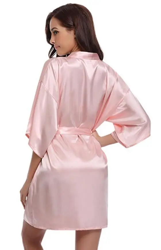 Nowe jedwabne Kimono szlafrok szlafrok kobiety jedwab druhna szaty Sexy granatowy szaty Satin Robe panie szlafroki