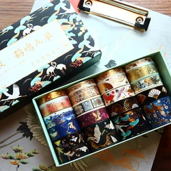 20pcs Vintage Gold Foil Washi Tape Set Crane Cosmic Fantasy Sakura Flower Adhesive Masking Tapes DIY Decoration Sticker A6157