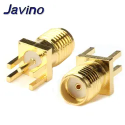 Conector hembra SMA Jack para soldadura de 1,6mm, borde PCB de montaje recto, conectores RF chapados en oro, receptáculo de soldadura, 5 uds.