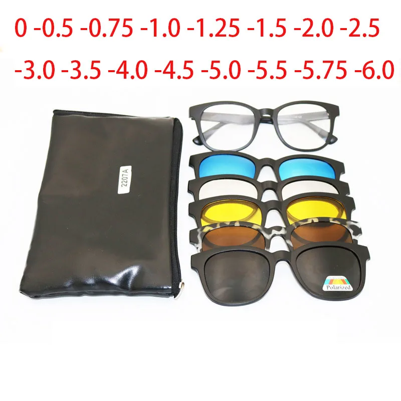 0 -1 -1.5 -2 -2.5 -3 -3.5 -4 Oval Polarized Sunglasses Finished Myopia Eyewear Magnet 5 Clip Sunglasses Myopia Glasses 2207