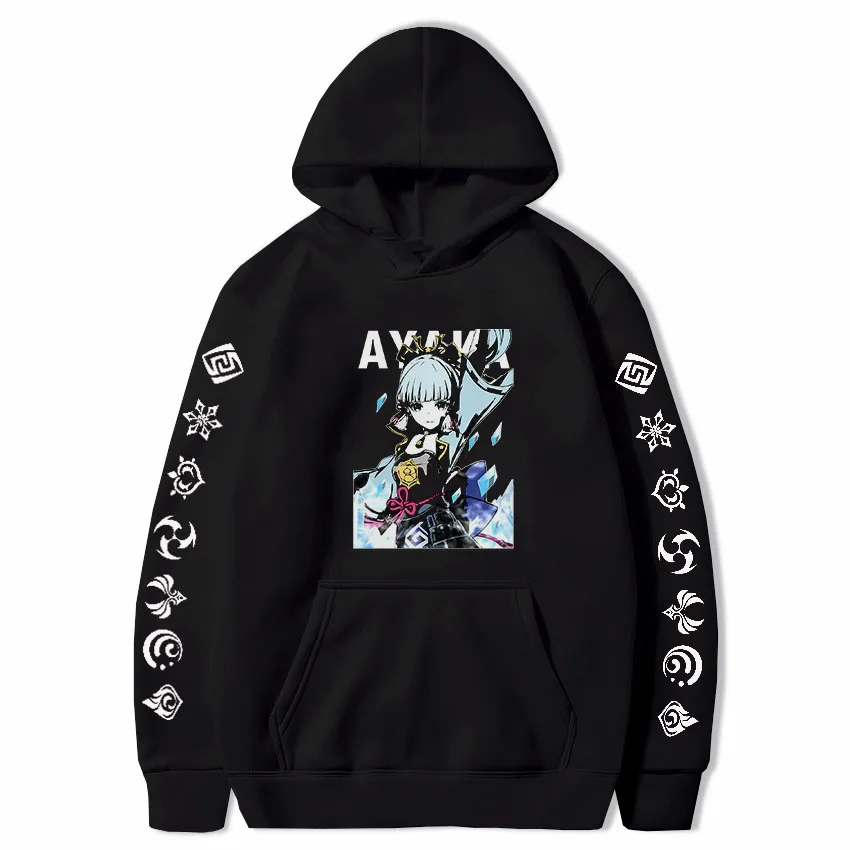 

Men Hoodies Kamisato Ayaka Anime Hoodie Genshin Impact Loose Sweatshirt Men Hip Hop Harajuku Streetwear Grunge Style Japanese