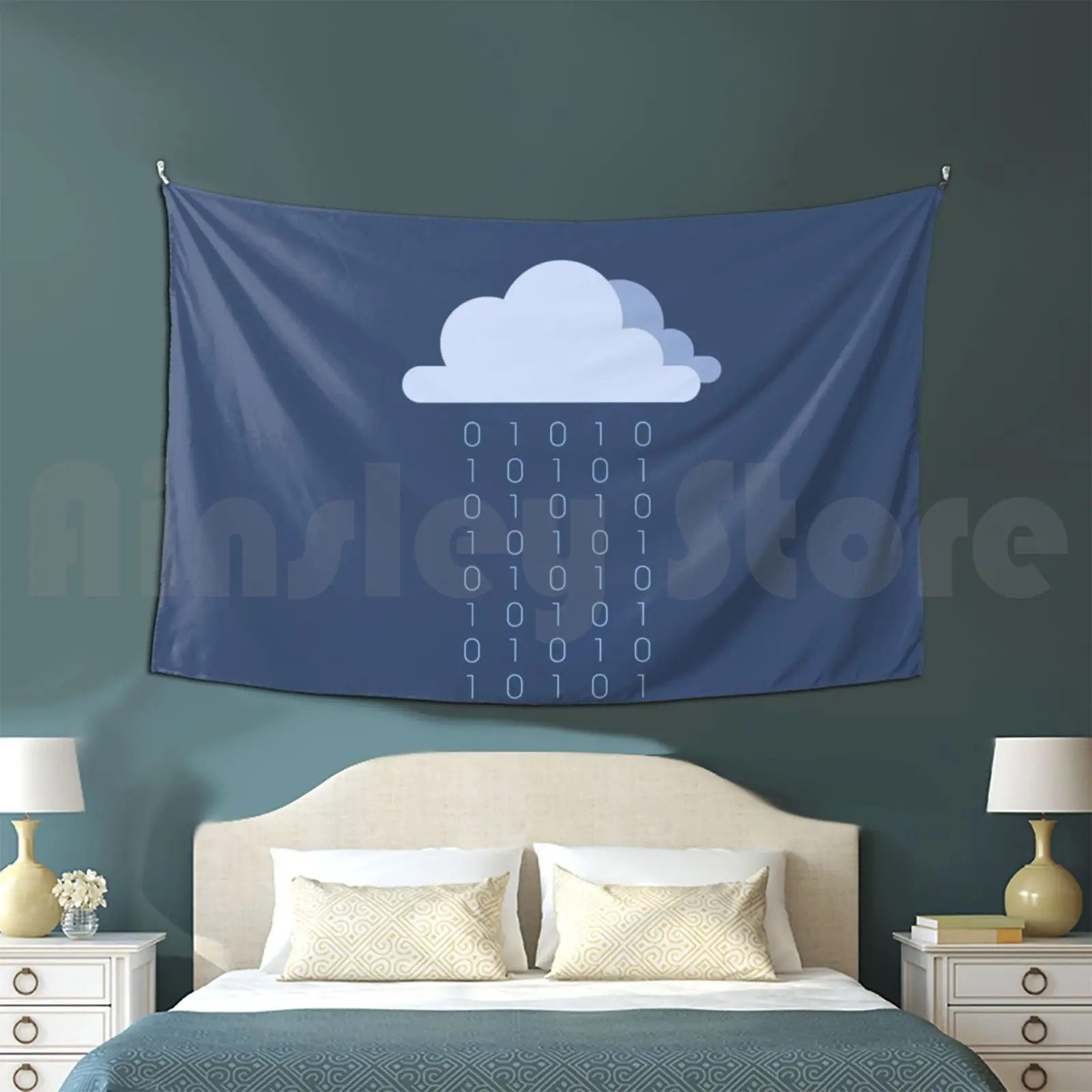 Cloud Coding Tapestry Living Room Bedroom Assembling Cloud Code Coding Developer Programmer Computer Language