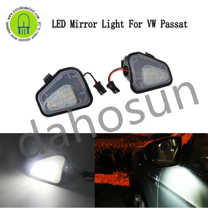 2Pcs Dahosun White LED Side Under Mirror Puddle Light For Volkswagen CC 12-14 EOS Passat B7 Scirocco Rearview Mirror Lamp