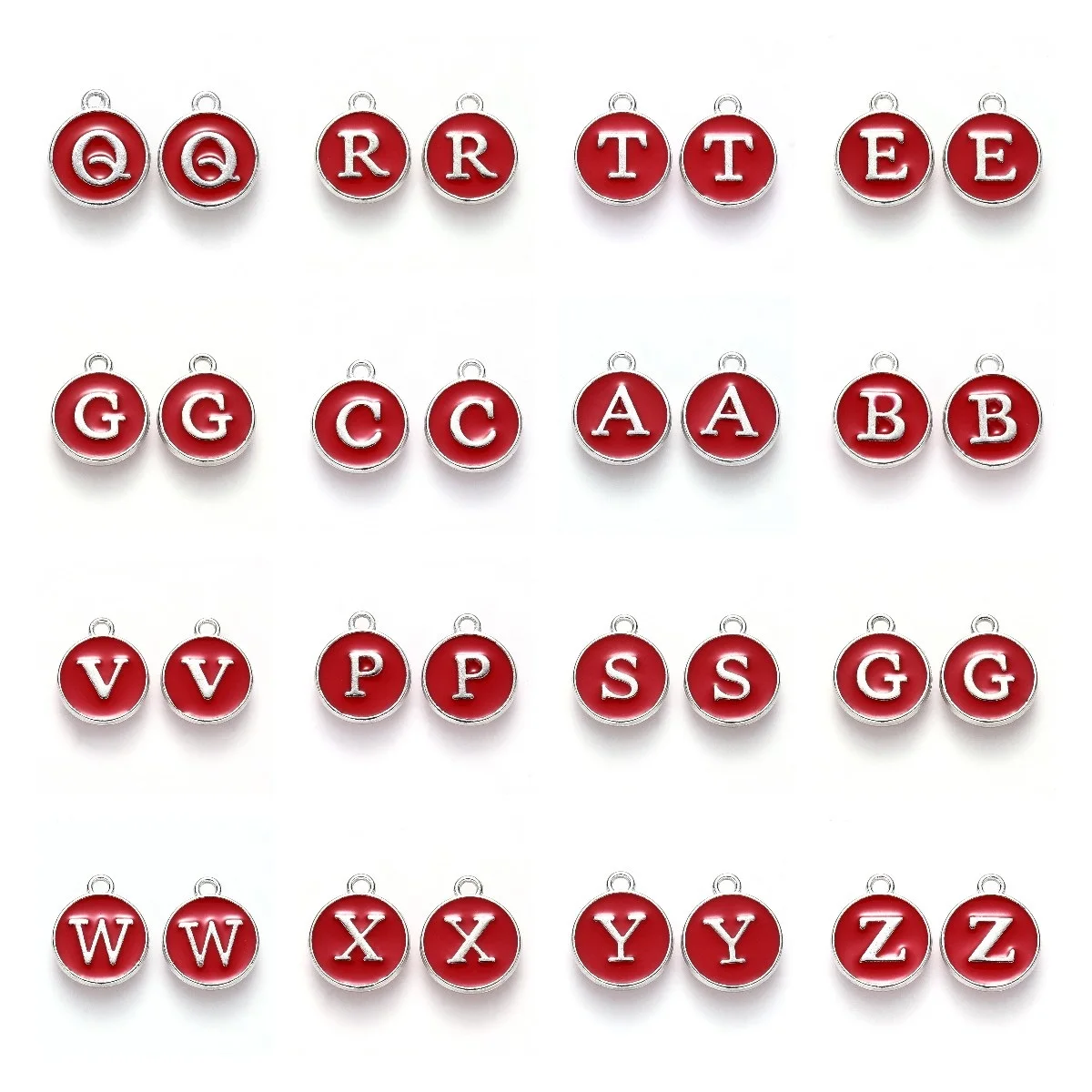 20pcs 14x12mm Flat Round Alphabet Enamel Charms Initial Letter A-Z Charms for DIY Bracelet Jewelry Making Bulk