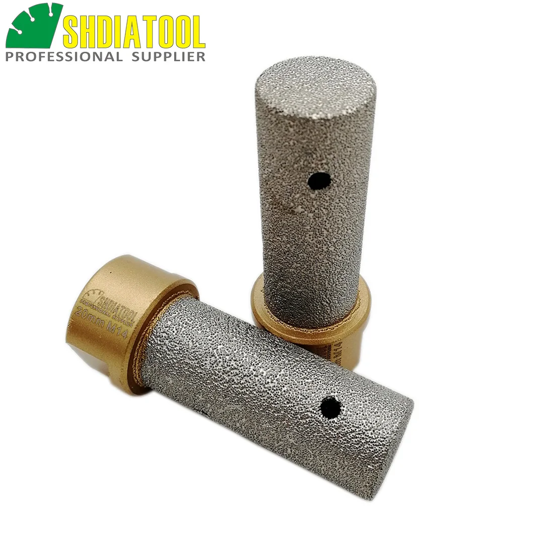 SHDIATOOL 2pcs Dia 20mm M14 Thread Vacuum Brazed Diamond finger bits for tile stone countertop