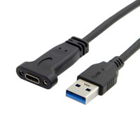 0.2M USB 3.0 A Male to USB 3.1 Type-C type c USB-C Female HDD charging data connection Cable 20cm with Panel Mount Screw Hole