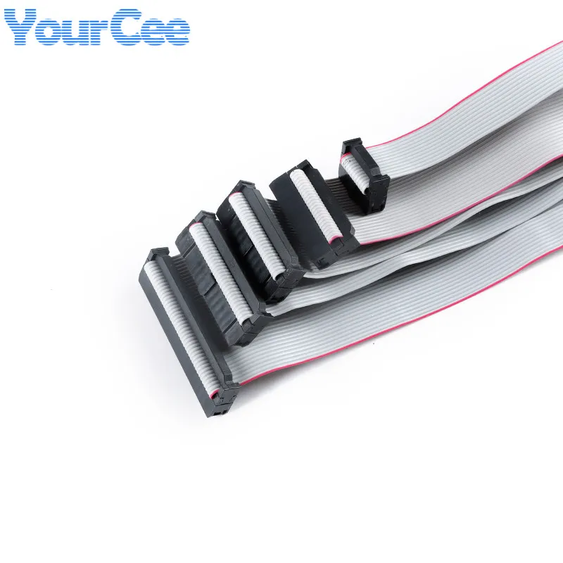 Gray Flat Ribbon Cable 1.27MM 2.0MM 2.54MM Pitch 20cm Data Line Wire FC-6/8/10/12/14/16/20/24/26/30/34/40/50P Pin Connector