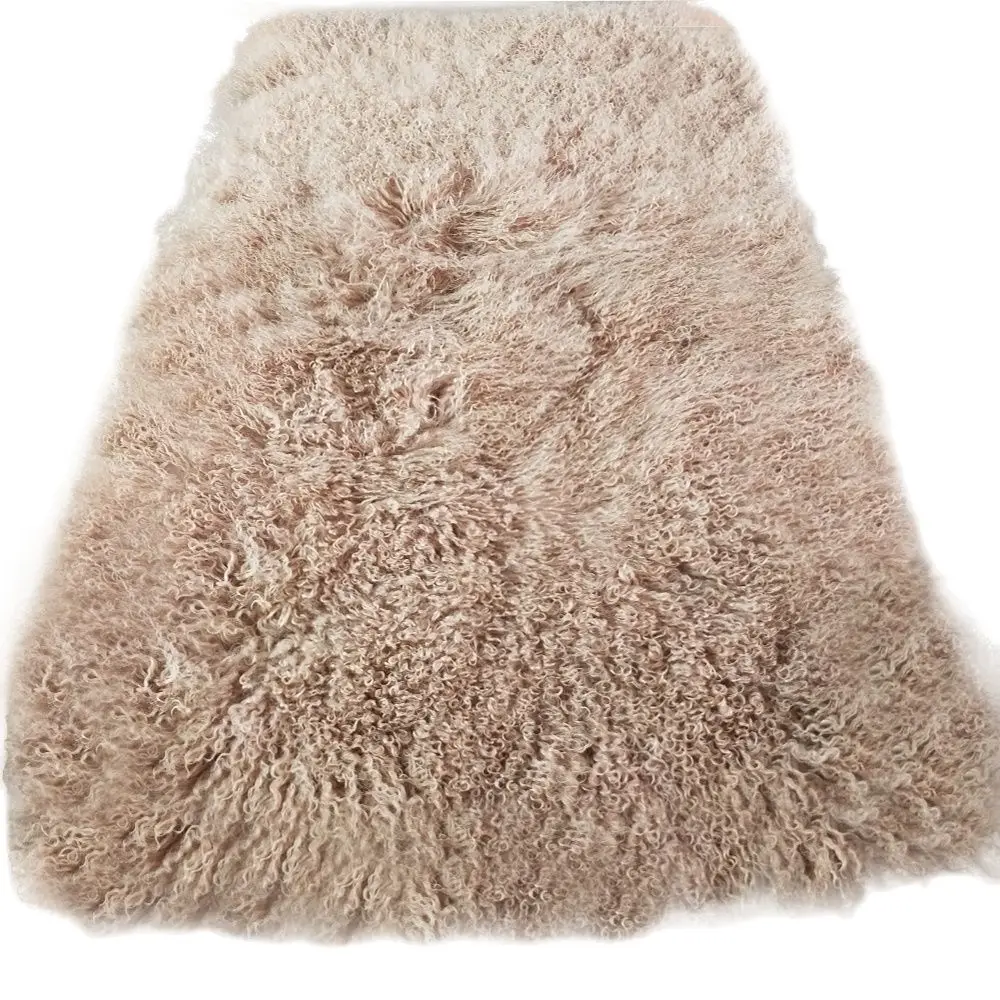 Large Curly Kalgan Lamb Fur Plate / Cheap Tibetan Sheepskin / Long Hair Mongolian Lamb Skin