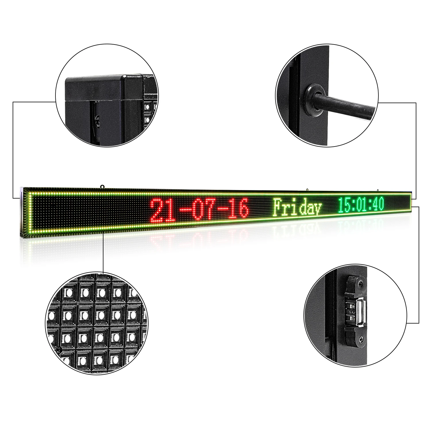 247CM HD Indoor Led Display RGB 7-Colors WiFi Programmable Scrolling Message with SMD LED Advertising Sign for Shop