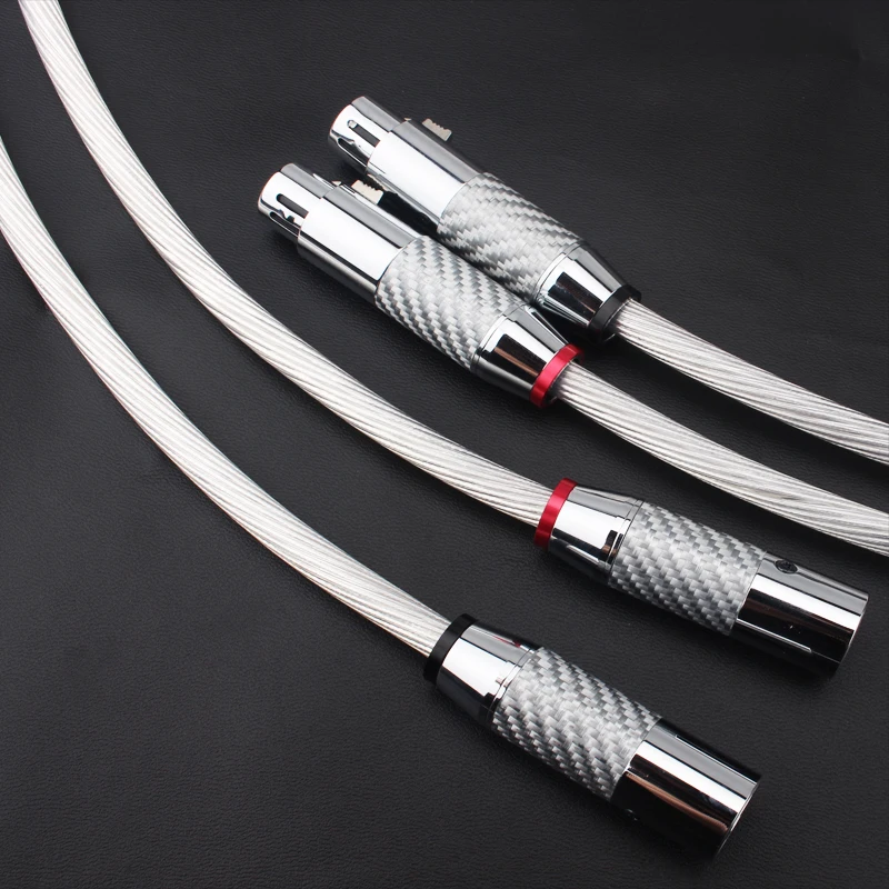 Hifi الصوت 5N OCC XLR كابلات متوازنة ألياف الكربون الروديم مطلي موصل قابس ل أمبير مشغل أقراص مضغوطة المتكلم نظام Hifi